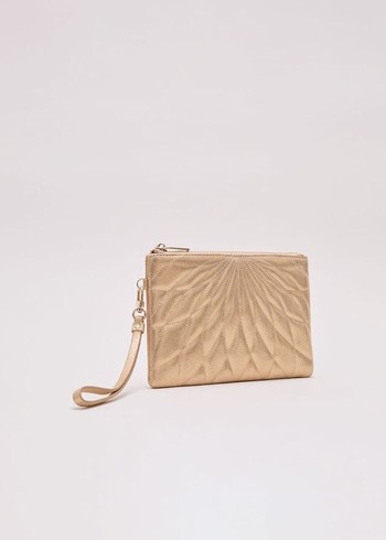 Phase Eight Gold Leather Crossover Stitch Bags Gold Canada | SFNWYK-807